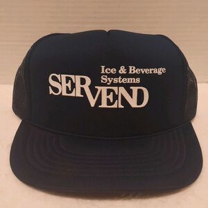 Vtg Servend Ice & Beverage Systems Trucker Hat Mesh Back Snapback Promo Cap Rope